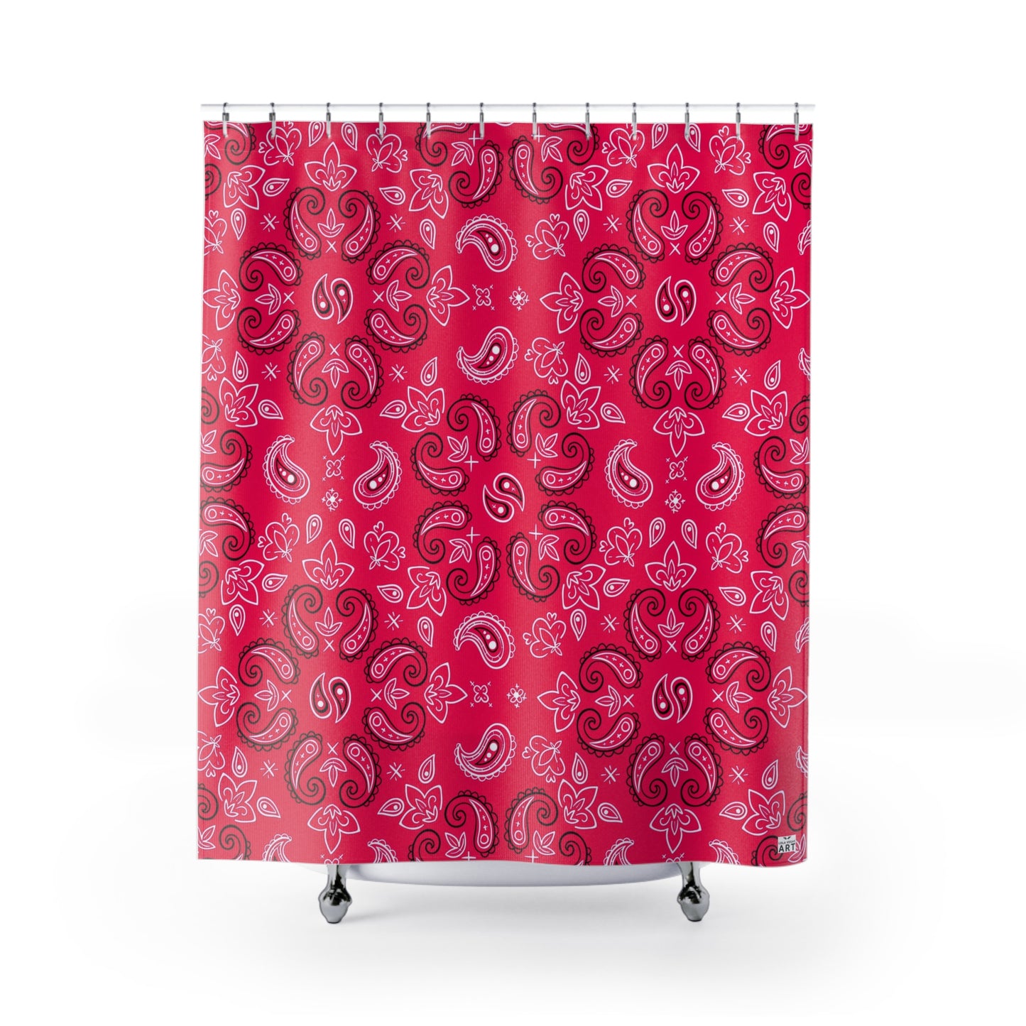 Rose-Red Paisley Pattern Shower Curtain | Boho Floral Bathroom Decor< Bandana Scarf Bath Decor