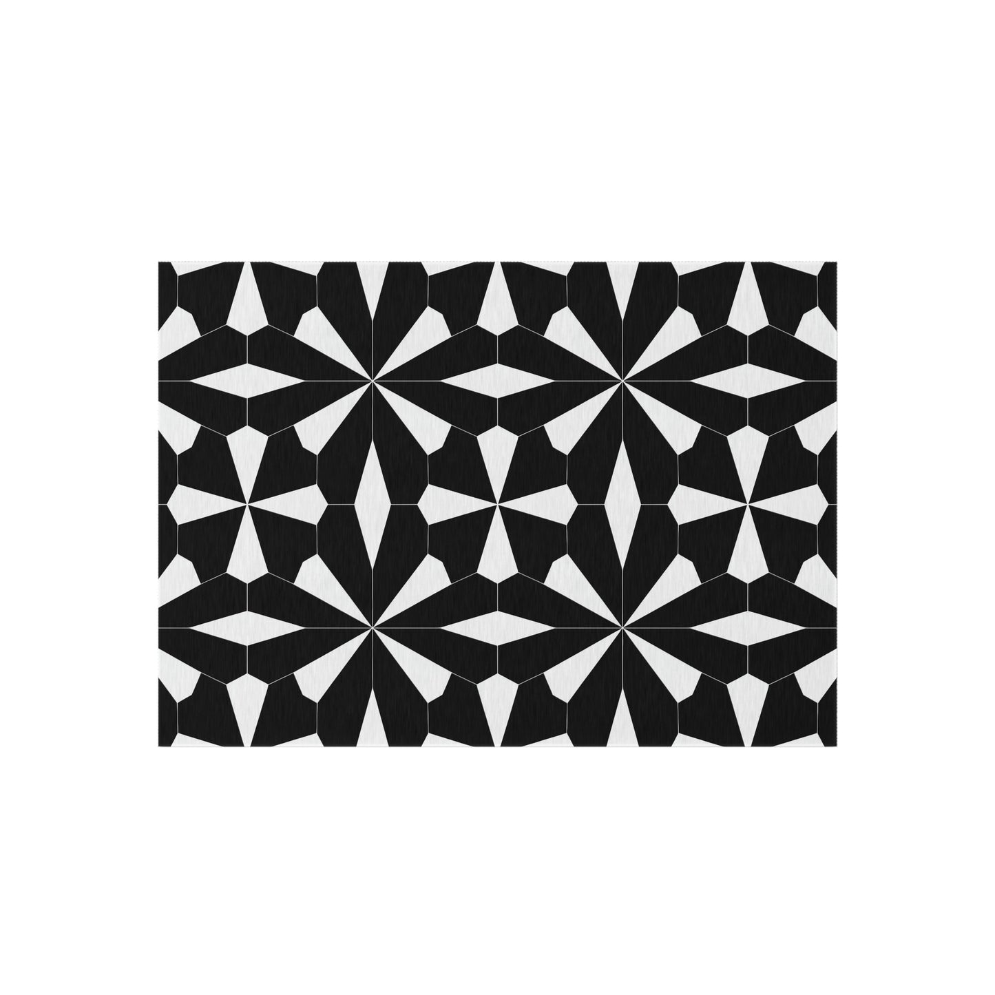 Geometric Black White Tile Pattern Outdoor/Indoor Rug | Modern Patio Mat