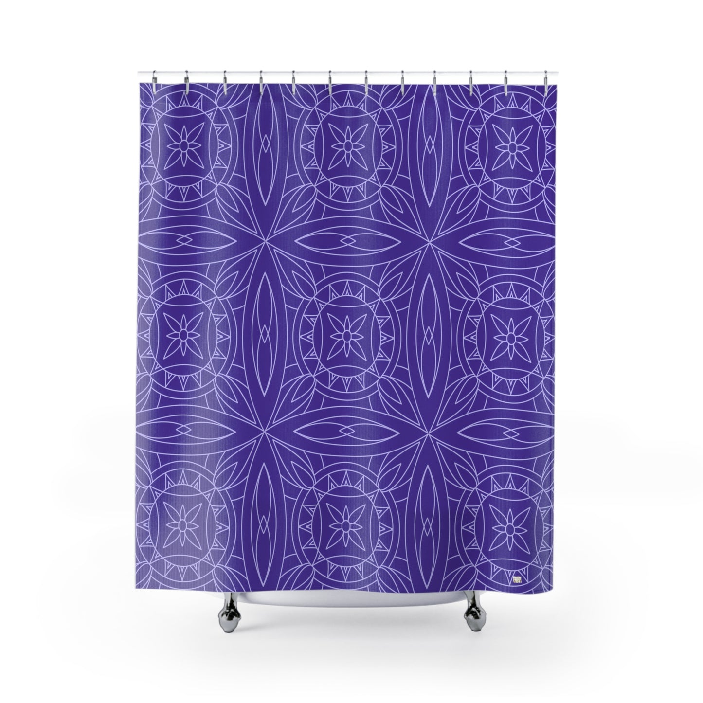Geometric Mandala Design Shower Curtain | Purple Boho Bathroom Decor, Eclectic Bathroom Accessory