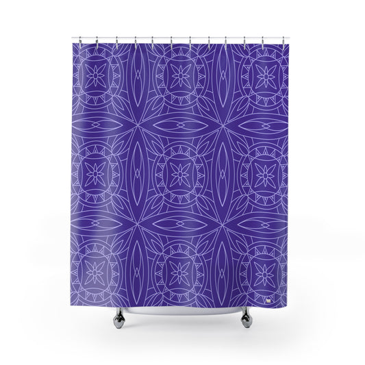Geometric Mandala Design Shower Curtain | Purple Boho Bathroom Decor, Eclectic Bathroom Accessory