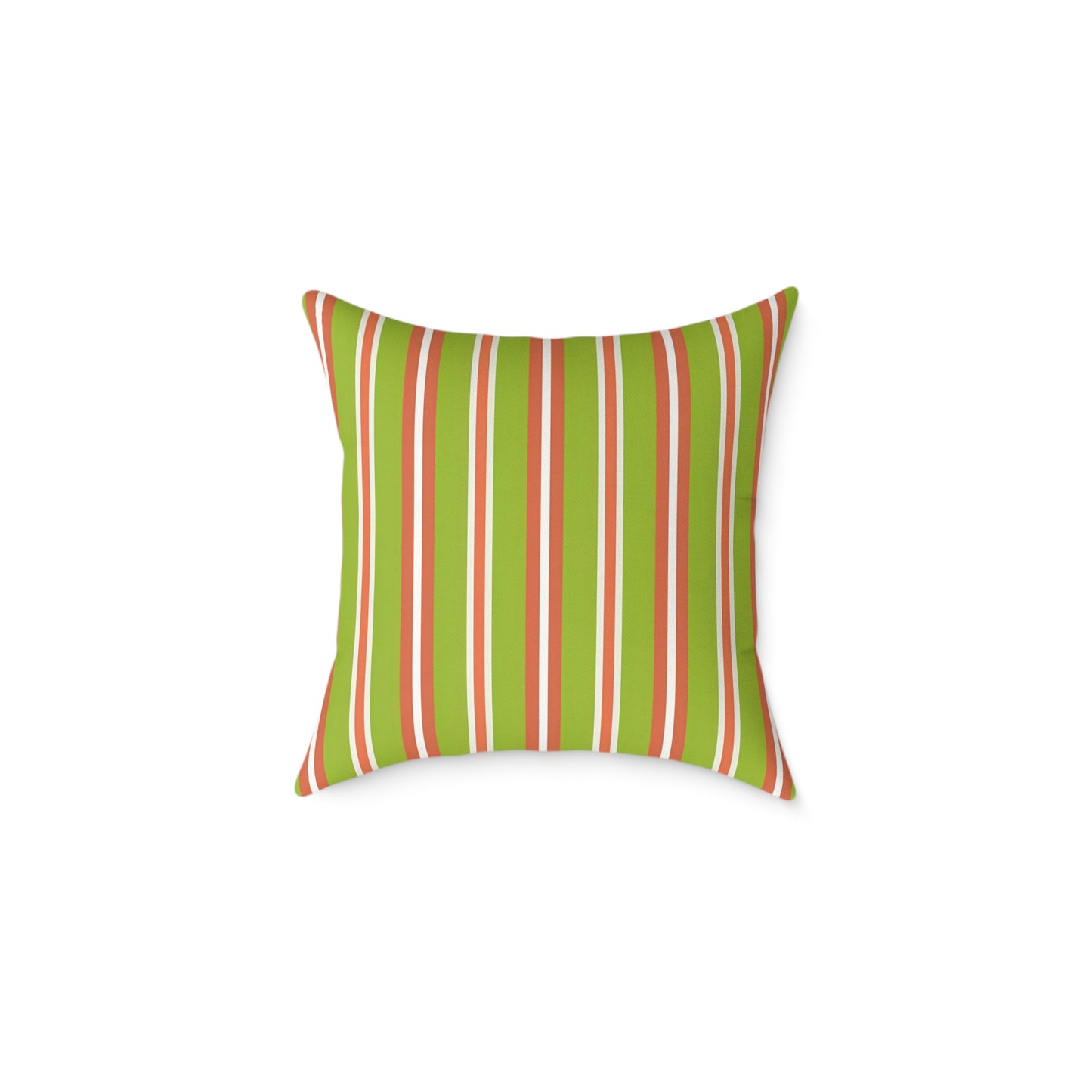 Green Orange Stripe Square Pillow | Canvas Throw , Retro Stripes