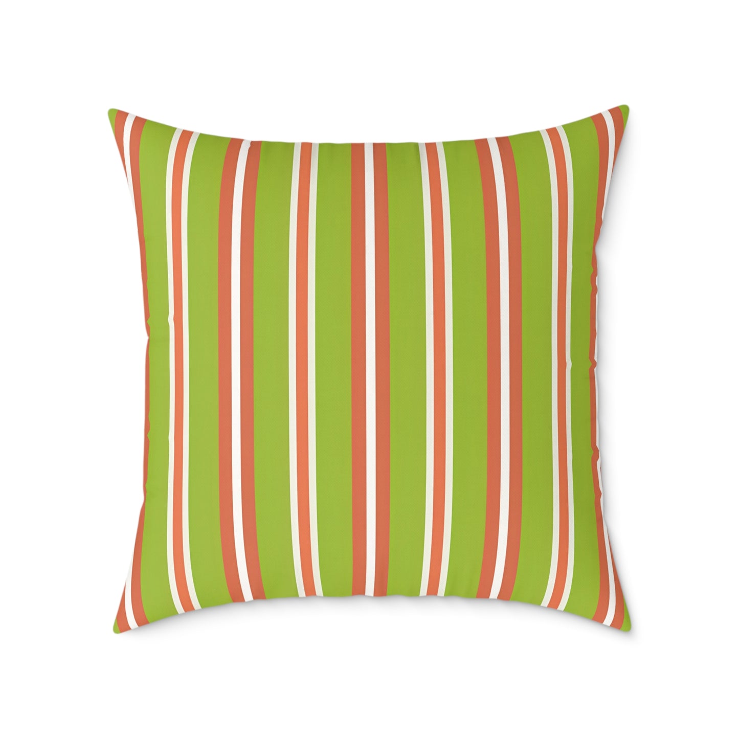 Green Orange Stripe Square Pillow | Canvas Throw , Retro Stripes