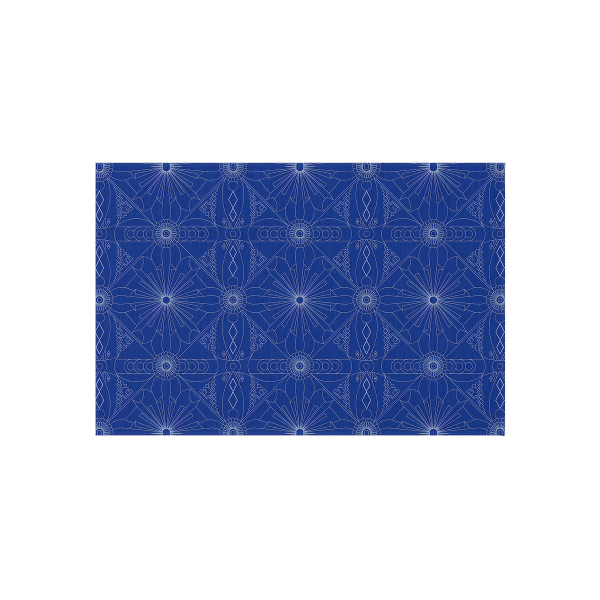 Cobalt Geometric Starburst Outdoor Rug | Patterned Patio Mat