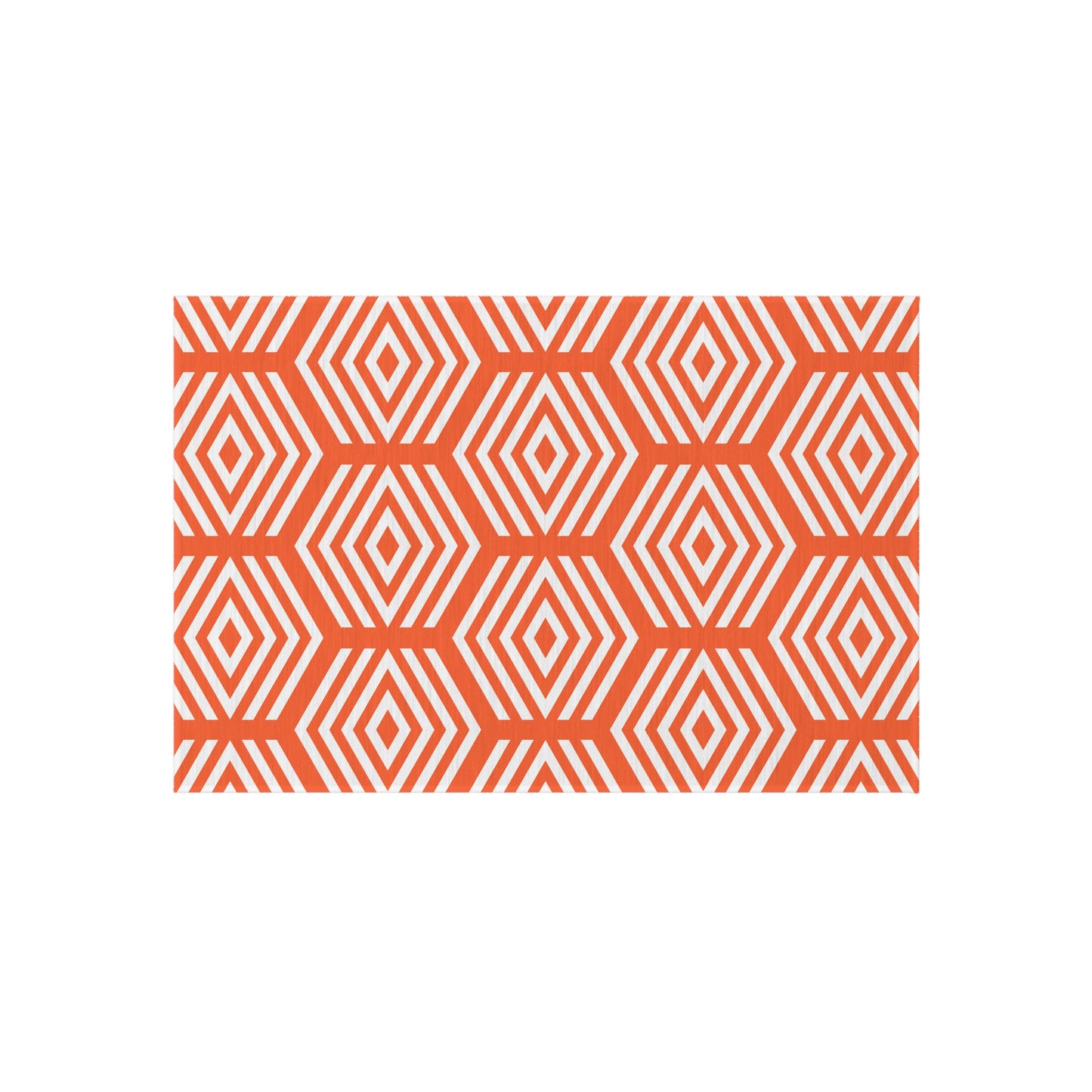 Geometric Hexagon Pattern Outdoor/Indoor Rug | Orange White Diamond Patio Mat