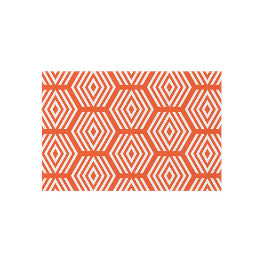 Geometric Hexagon Pattern Outdoor/Indoor Rug | Orange White Diamond Patio Mat