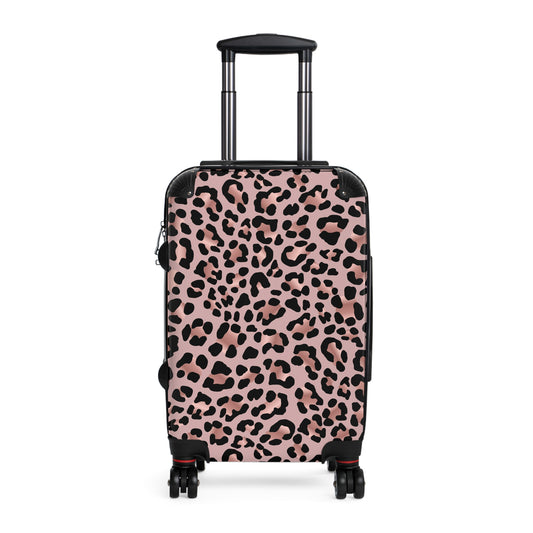 Suitcase, Luggage, Travel Bag, Suitcase for Women, Leopard Print Suitcase, Pink and Black Luggage, Glam Traveler Gift, Luxury Suitcase,