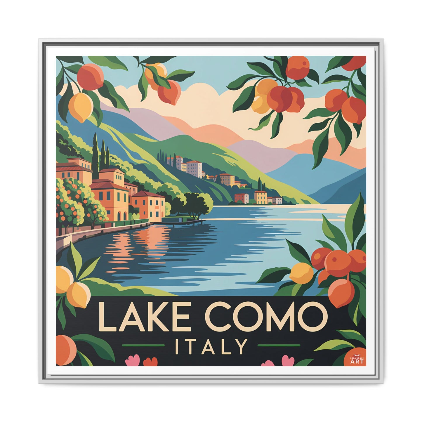 Framed Lake Como Wall Art, Vintage Wall Decor, Italian Landscape Artwork, Home Decor Gift, Travel Nostalgia