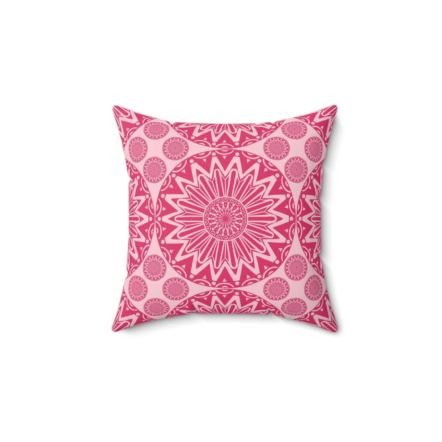 Vibrant Pink Mandala Pillow, Boho Decor Cushion, Home Throw Pillow, Gift for Her, Living Room Accent - LOLA VEGAS ART