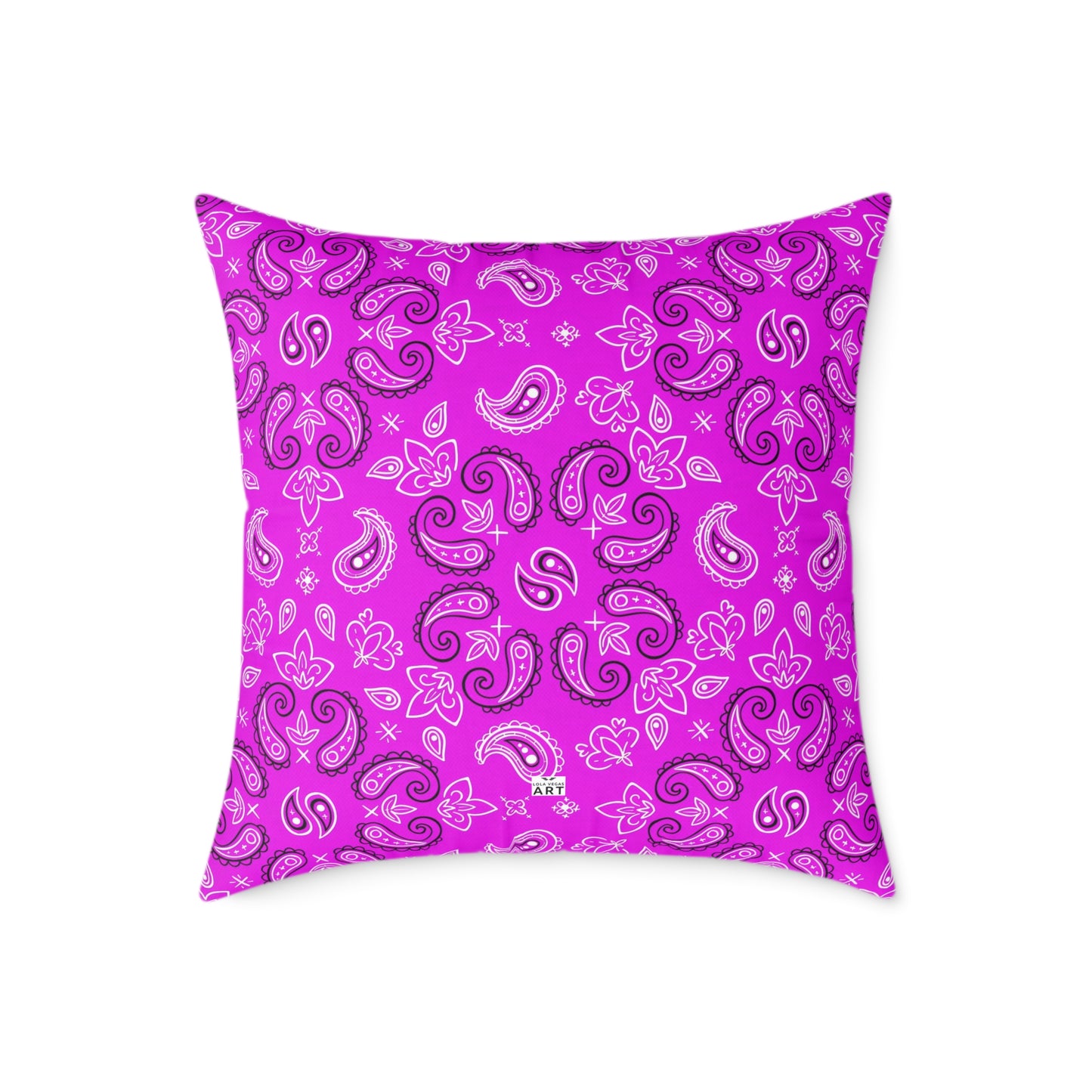 Purple Paisley Pattern Pillow | Square Poly Canvas Pillow