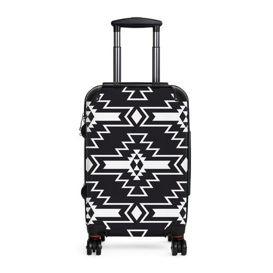 Stylish Suitcase with Tribal Black and White Design, Travel Luggage, Custom Carry-On, Unique Gift for Adventurers, Vacation Essentials,
