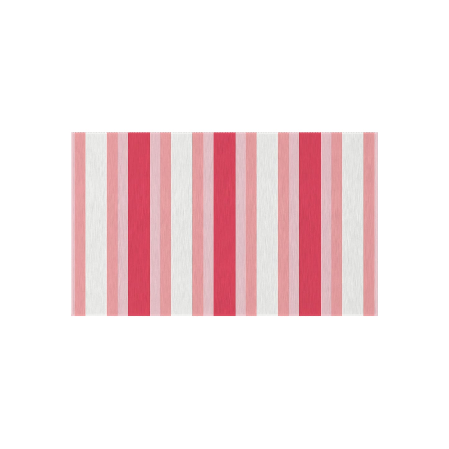 Pink White Striped Outdoor/Indoor Rug | Patio Mat, Red and Blush Stripes