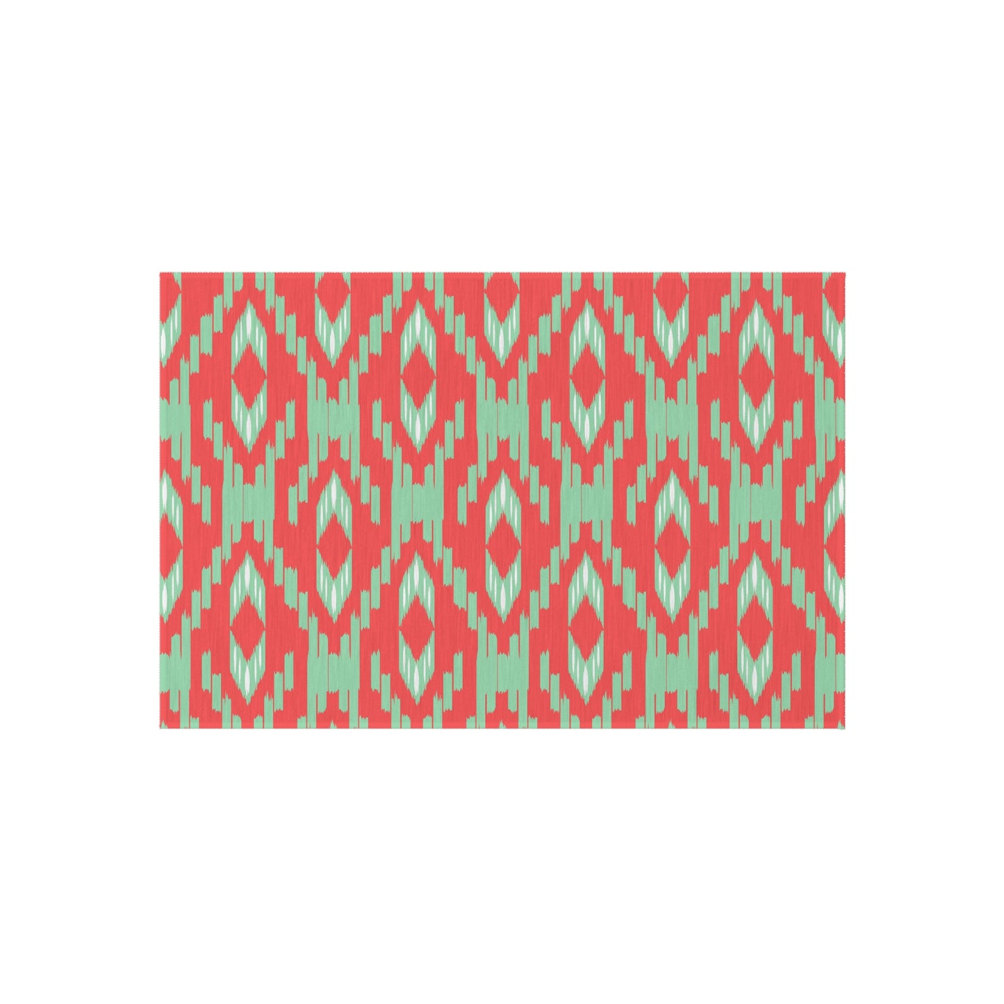 Coral Green l Ikat Pattern Outdoor/Indoor Rug | Geometric Patio Mat