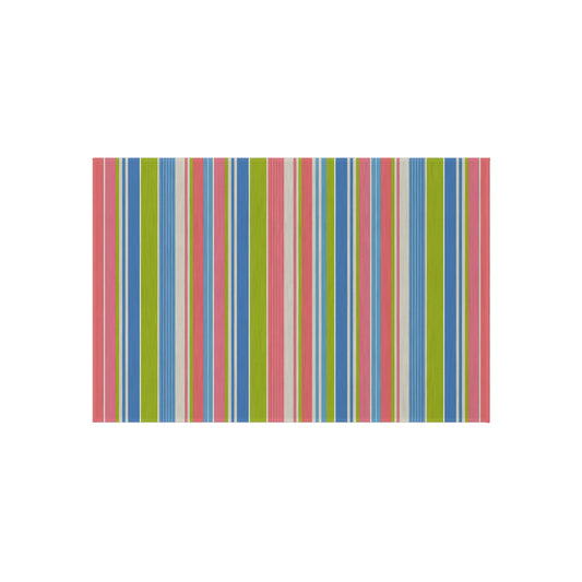 Colorful Striped Outdoor/Indoor Rug | Patio Mat, Weather-Resistant Stripe Design