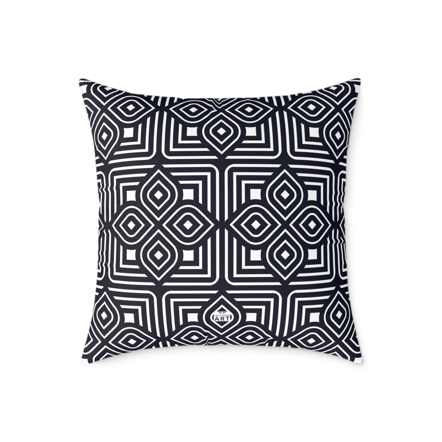 Geometric Moroccan Tile Square Pillow | Navy Canvas Throw Pillow