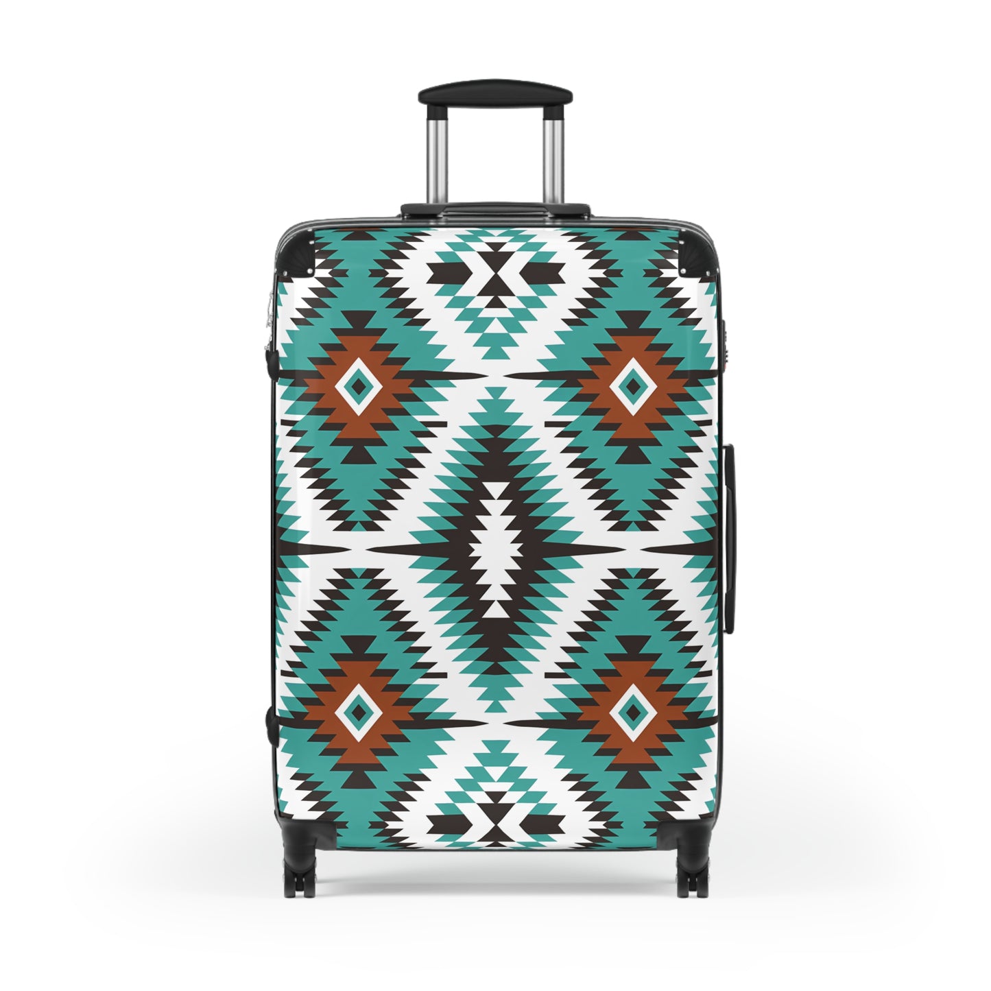 Southwestern Aztec Pattern Suitcase | Turquoise Brown Geometric Luggage