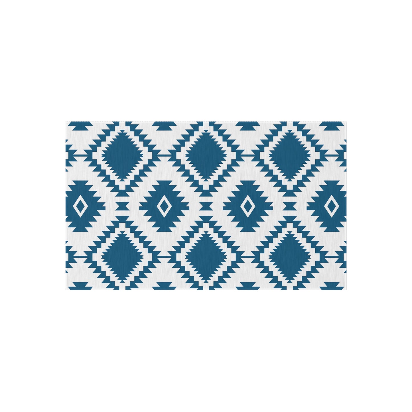 Blue White Aztec Diamond Outdoor/Indoor Rug | Geometric Patio Mat