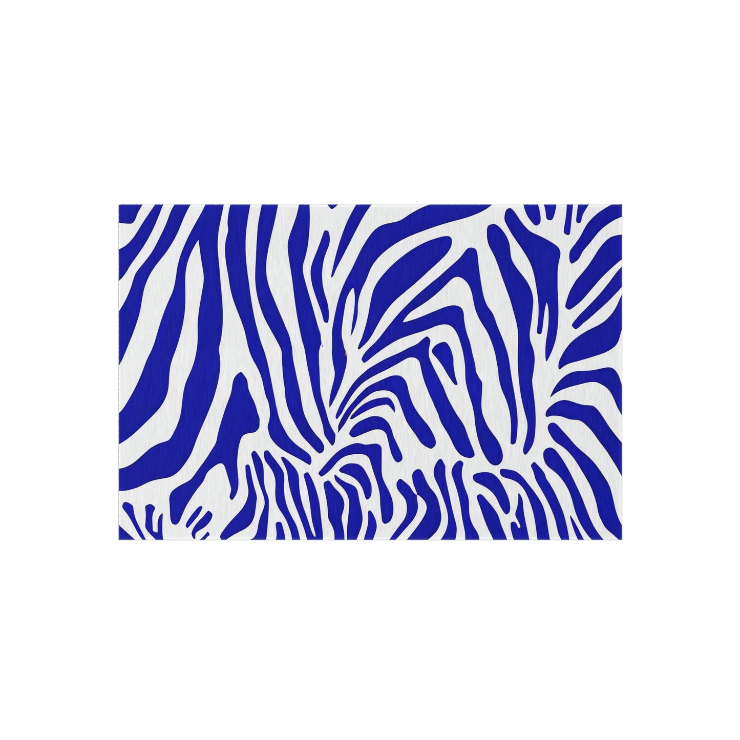 Blue White Zebra Print Outdoor/Indoor Rug | Bold Animal Stripe Patio Mat