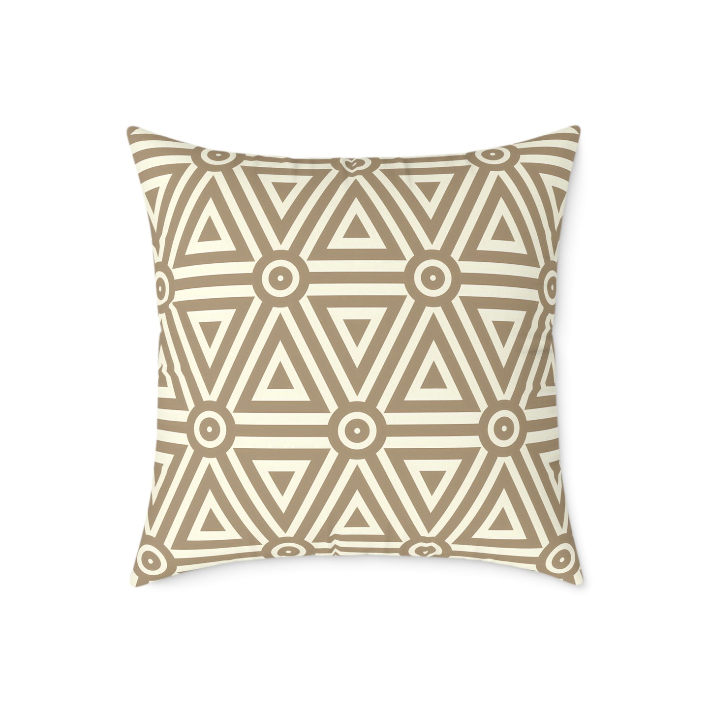 Geometric Triangle Pattern Square Pillow | Neutral Beige Canvas Pillow, Cozy Home Decor, Modern Throw Pillow, Boho Style, Gifts for Her