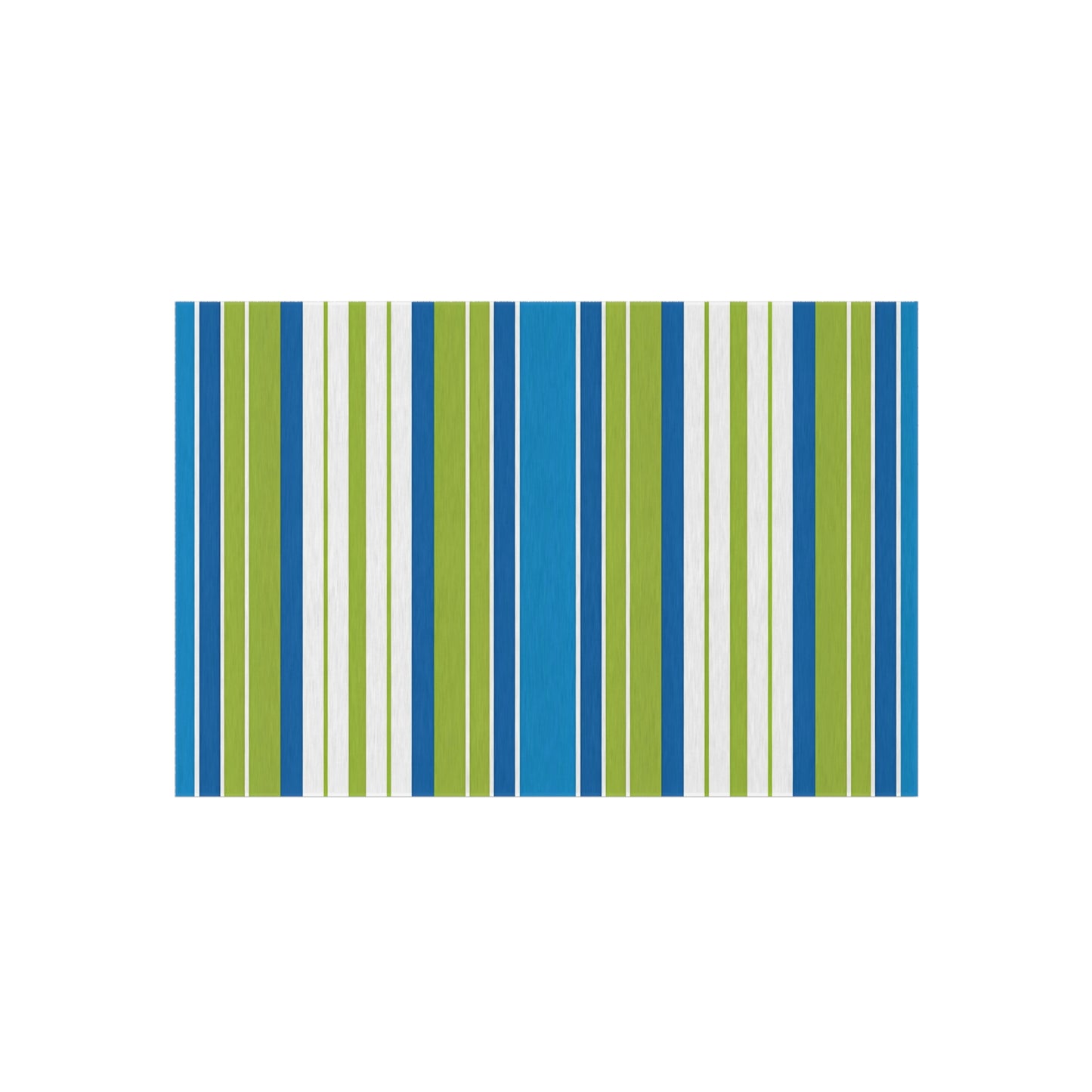 Blue Green Striped Outdoor/Indoor Rug | Patio Mat