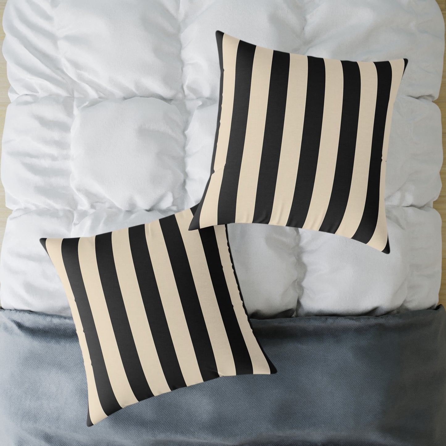 Black and Cream Vertical Stripe Square Pillow | Canvas Throw Pillow