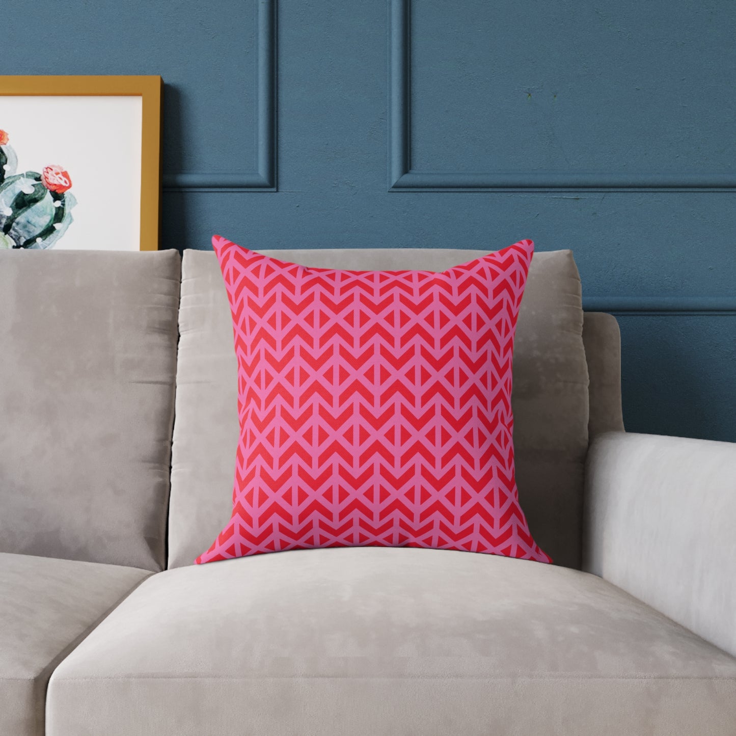 Pink Red Chevron Pattern Square Pillow | Geometric Throw Pillow