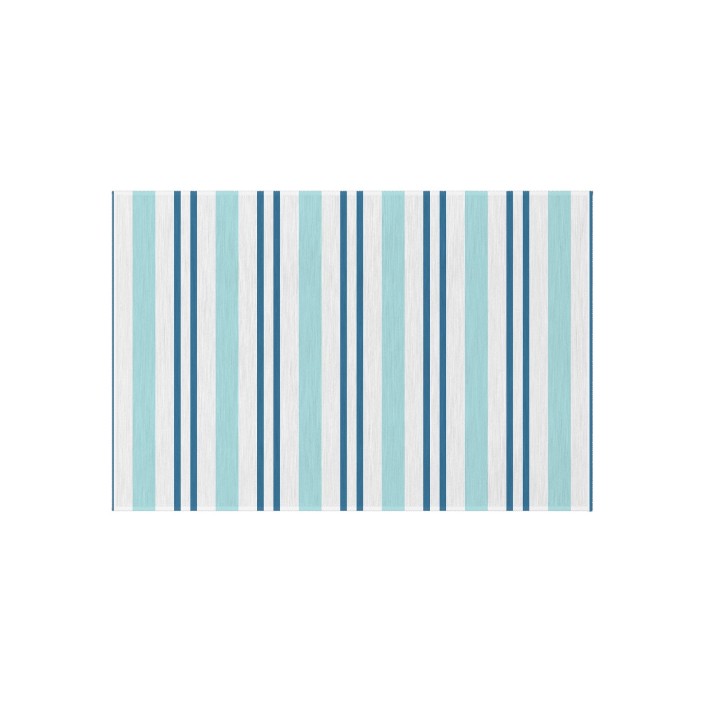 Blue White Striped Coastal Pattern Outdoor Rug | Patio Mat