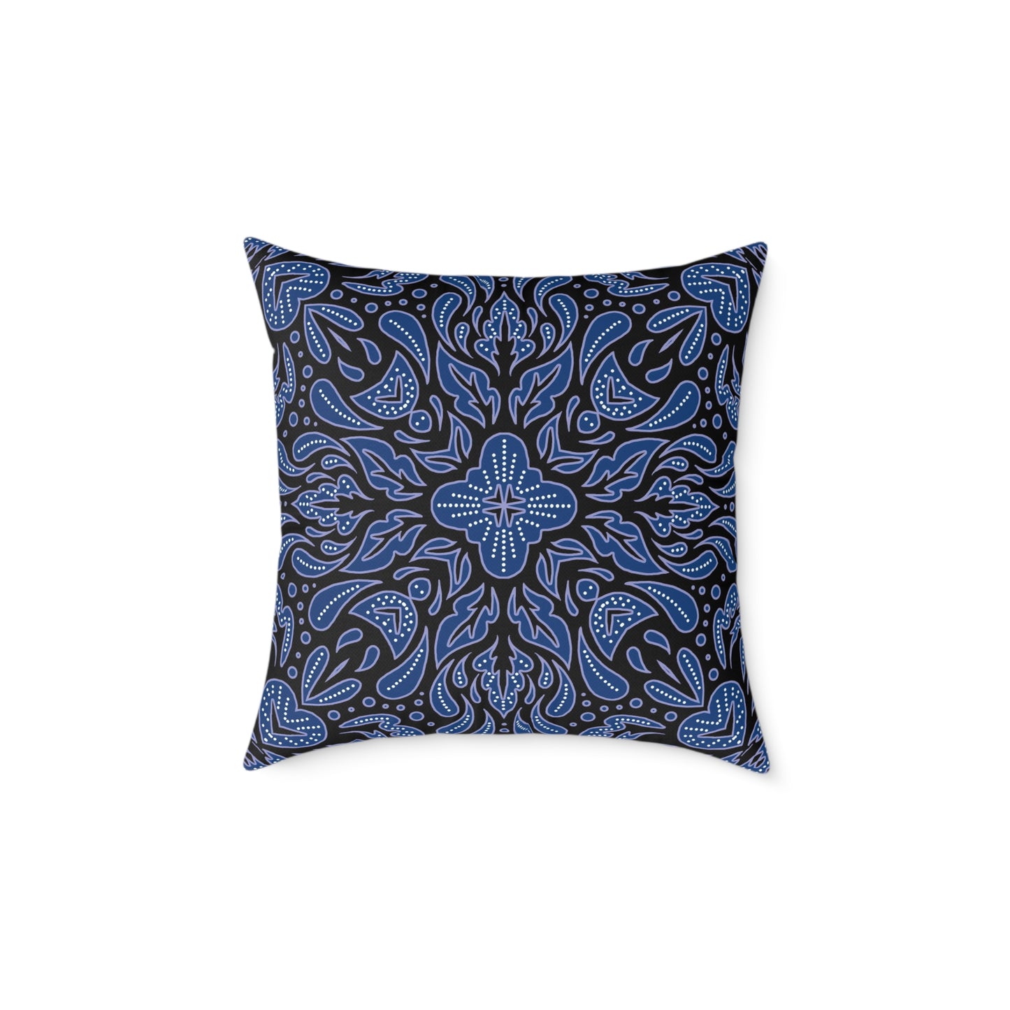 Blue Mandala Pattern Pillow | Boho Decorative Square Throw Pillow
