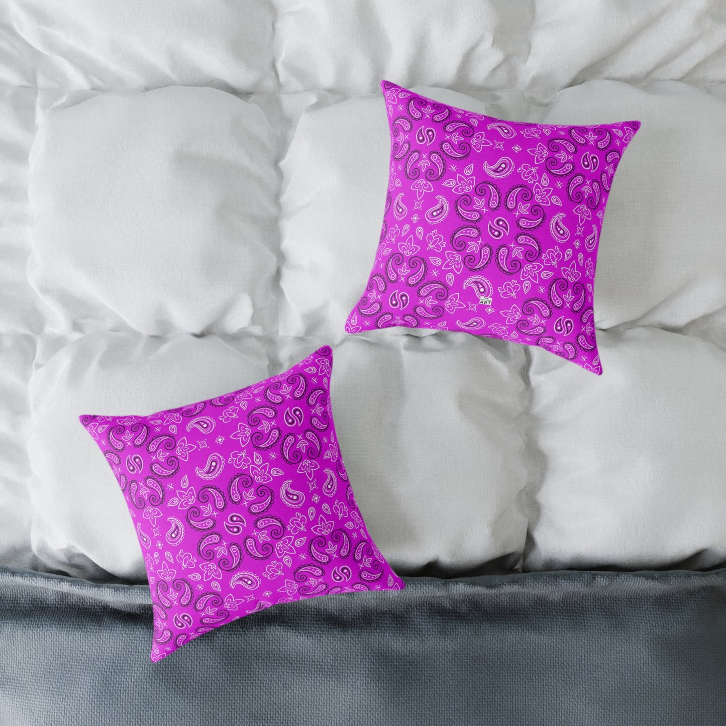 Purple Paisley Pattern Pillow | Square Poly Canvas Pillow
