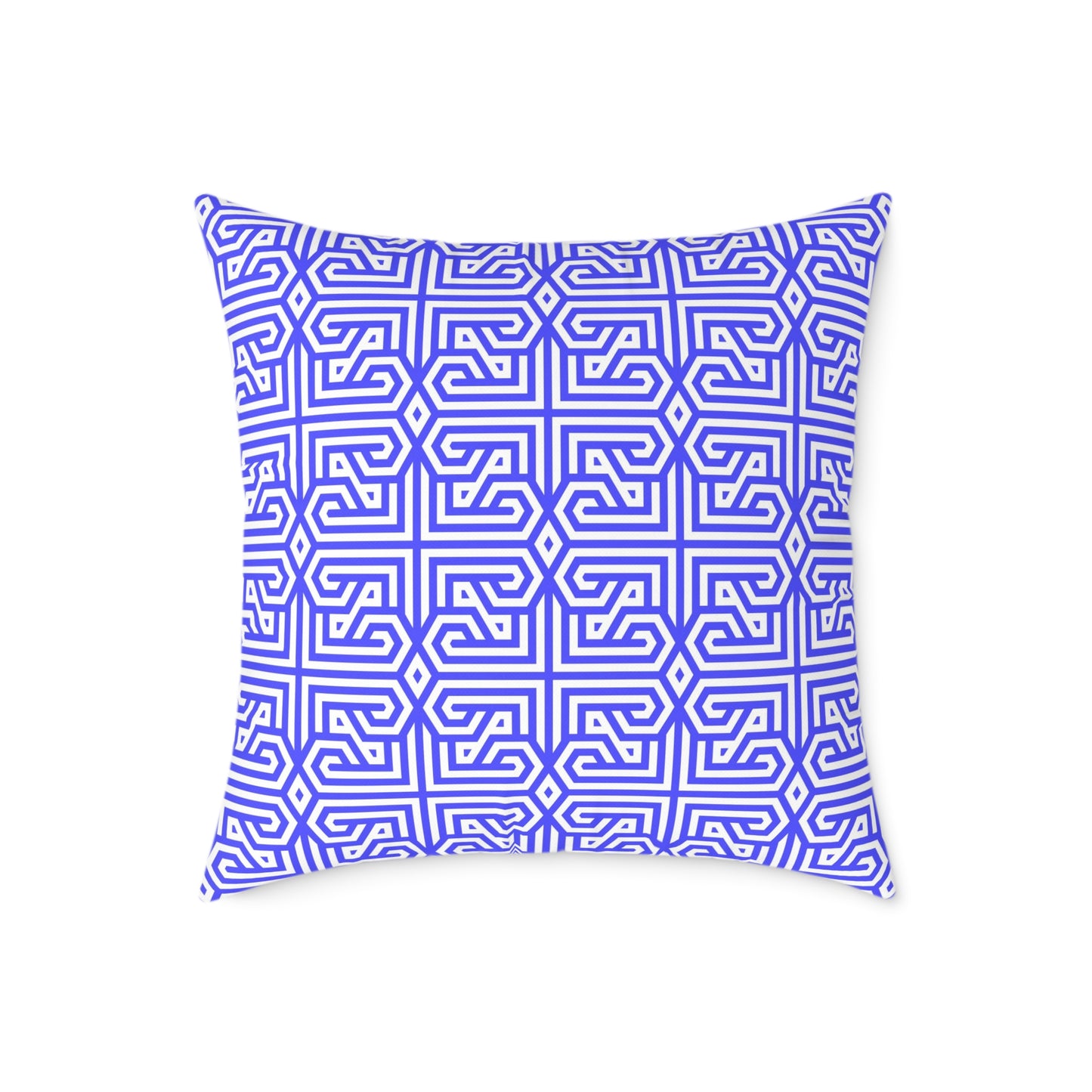 Geometric Greek Key Pattern Periwinkle Pillow | Square Canvas Throw Pillow, Modern Home Decor, Accent Cushion, Gift for Her, Boho Style,