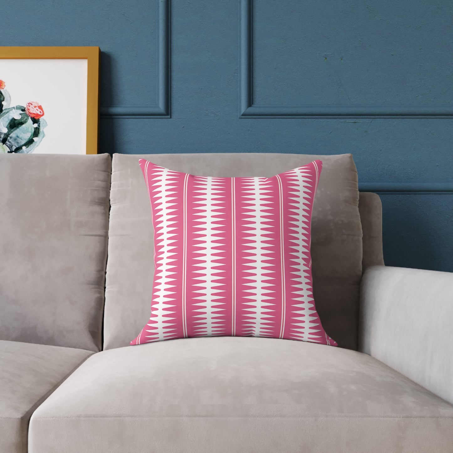 Pink White Geometric Stripe Pattern Pillow | Square Throw Cushion