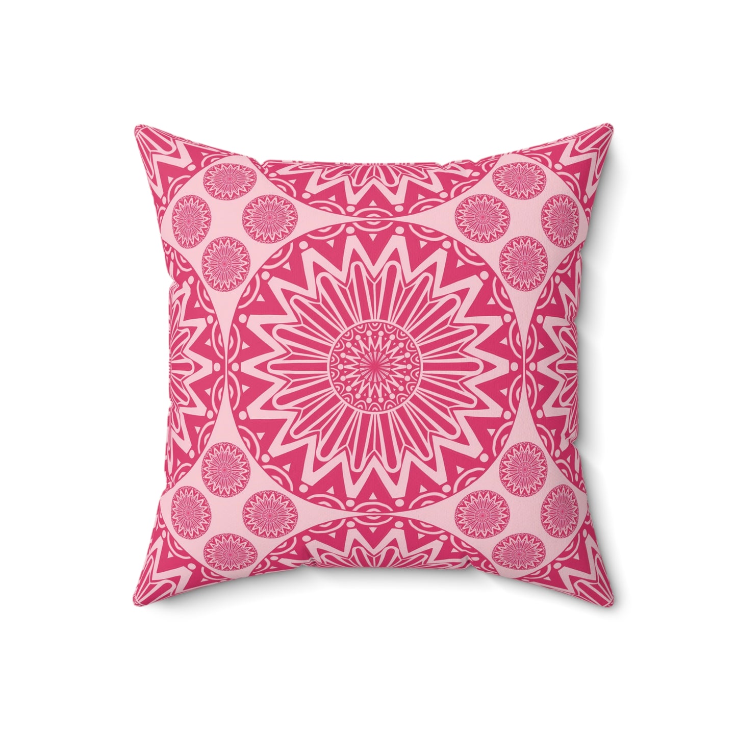 Vibrant Pink Mandala Pillow, Boho Decor Cushion, Home Throw Pillow, Gift for Her, Living Room Accent - LOLA VEGAS ART