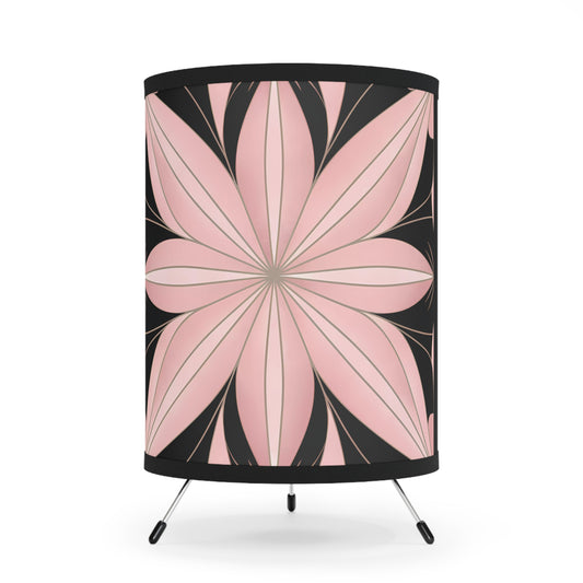 Table Lamp, Pink Art Deco Flower Hollywood Regency, Art Nouveau Home Decor, Tripod lamp with High-Res Printed Shade, US/CA Plug