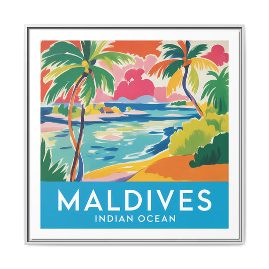 Maldives Beach Art Matte Canvas Framed | Tropical Island Wall Art