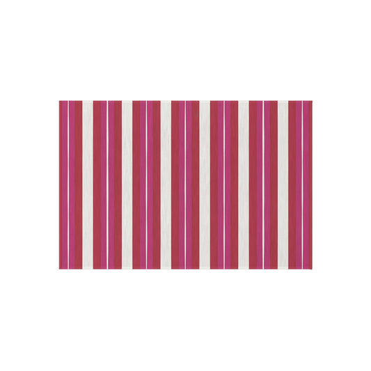 Red Pink White Stripe Outdoor Rug | Patio Floor Mat, Weatherproof Stripe Design