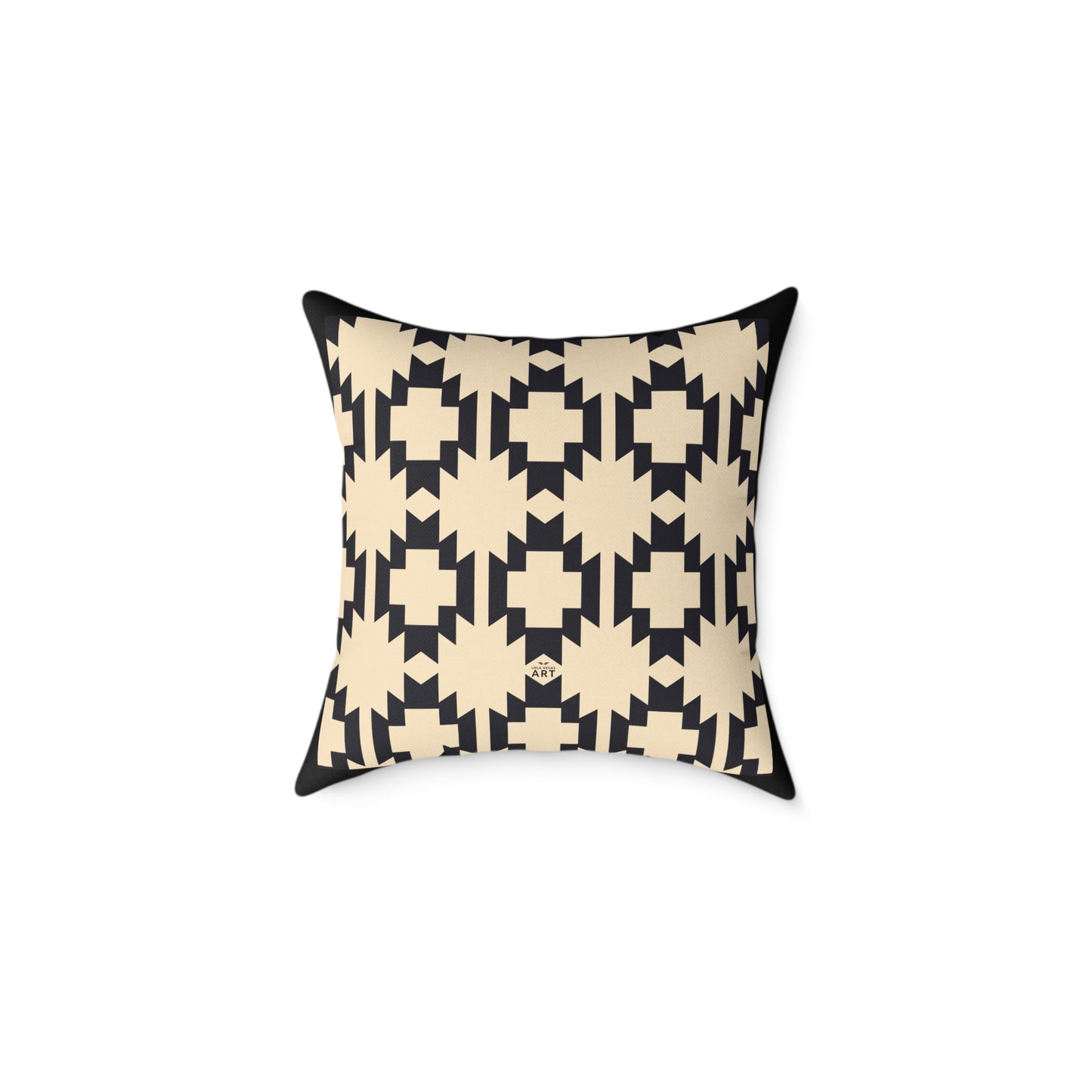 Geometric Aztec Pattern Square Pillow | Neutral Black Cream Throw Pillow