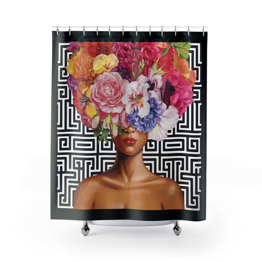 Vibrant Floral Shower Curtain, Colorful Bathroom Decor, Boho Chic Style, Gift for Home, Art for Bath - LOLA VEGAS ART