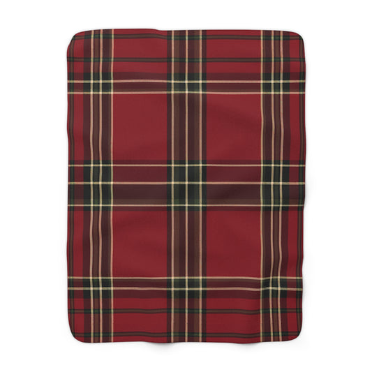 Red Plaid Tartan Sherpa Blanket | Cozy Holiday Throw