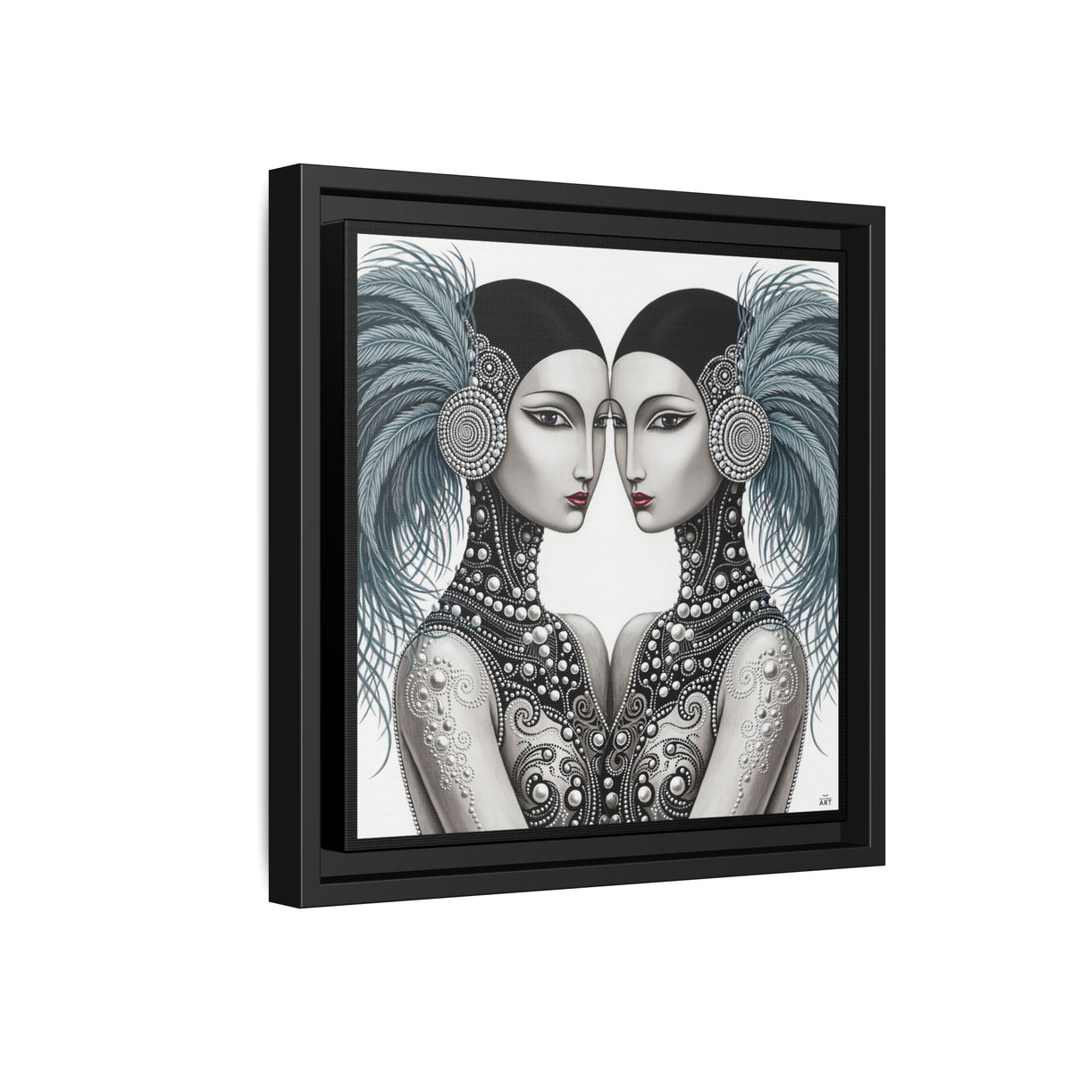 Art Deco Flapper Twins Matte Canvas Framed | Vintage Glam Portrait