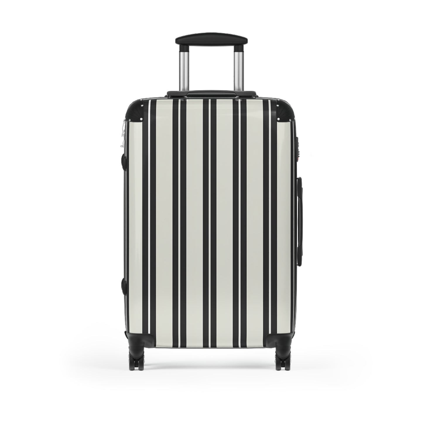 Black and White Vertical Stripes Suitcase | Hard Shell Carry-On Luggage