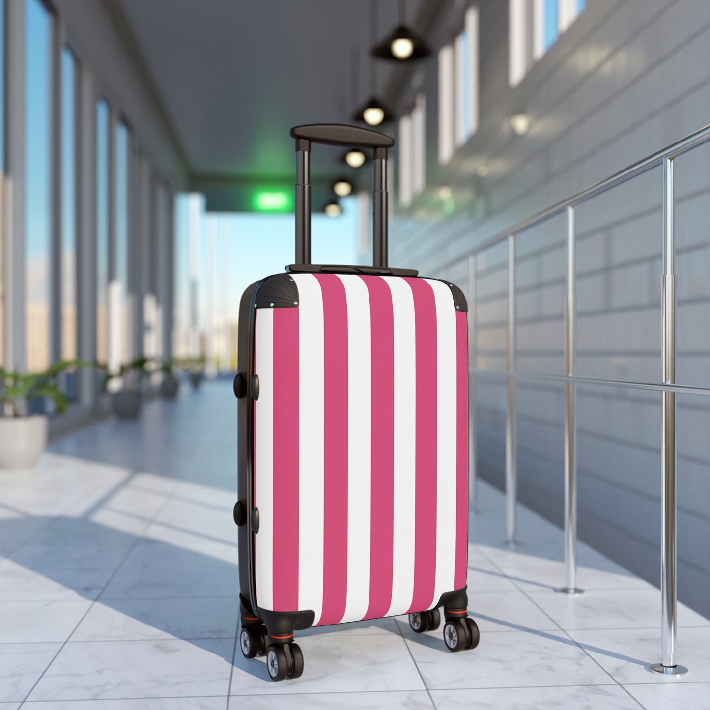 Pink Vertical Stripes Suitcase | Luggage , Travel Accessory