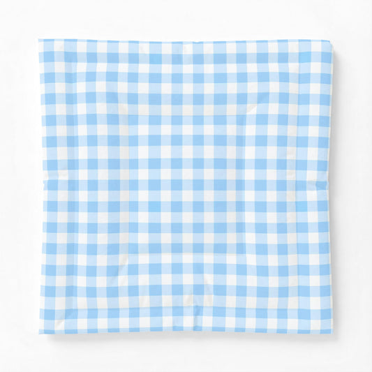 Blue White Gingham Plaid Cotton Comforter | Light Buffalo Check Bedding