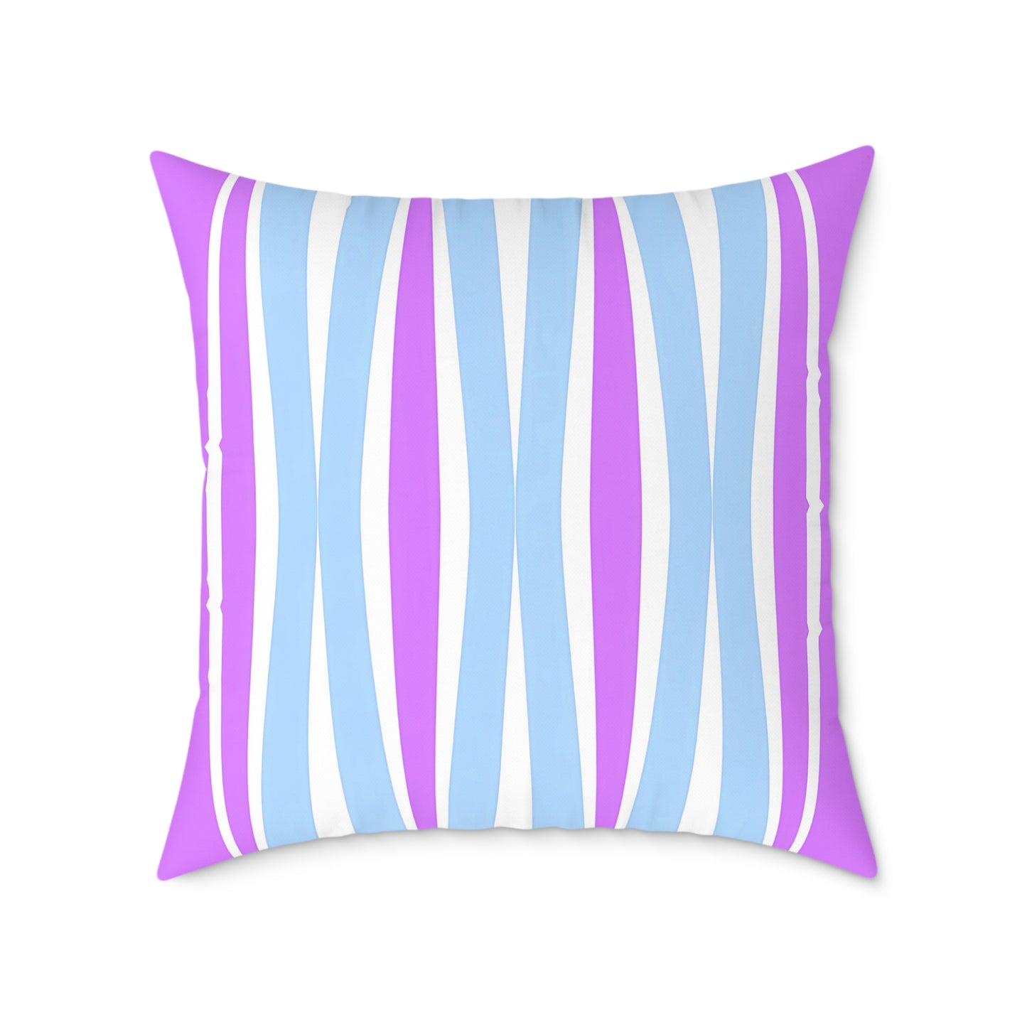 Pastel Wave Stripe Square Pillow | Blue Magenta Mid-Century Modern