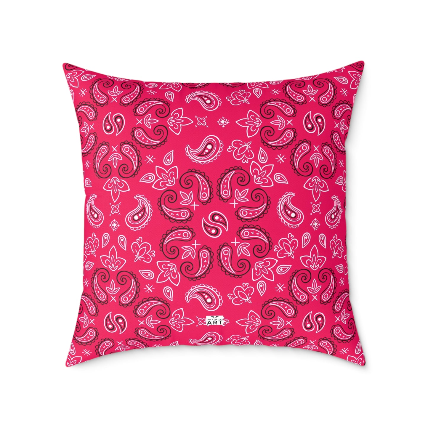Red-Rose Paisley Pattern Pillow | Square Throw Pillow