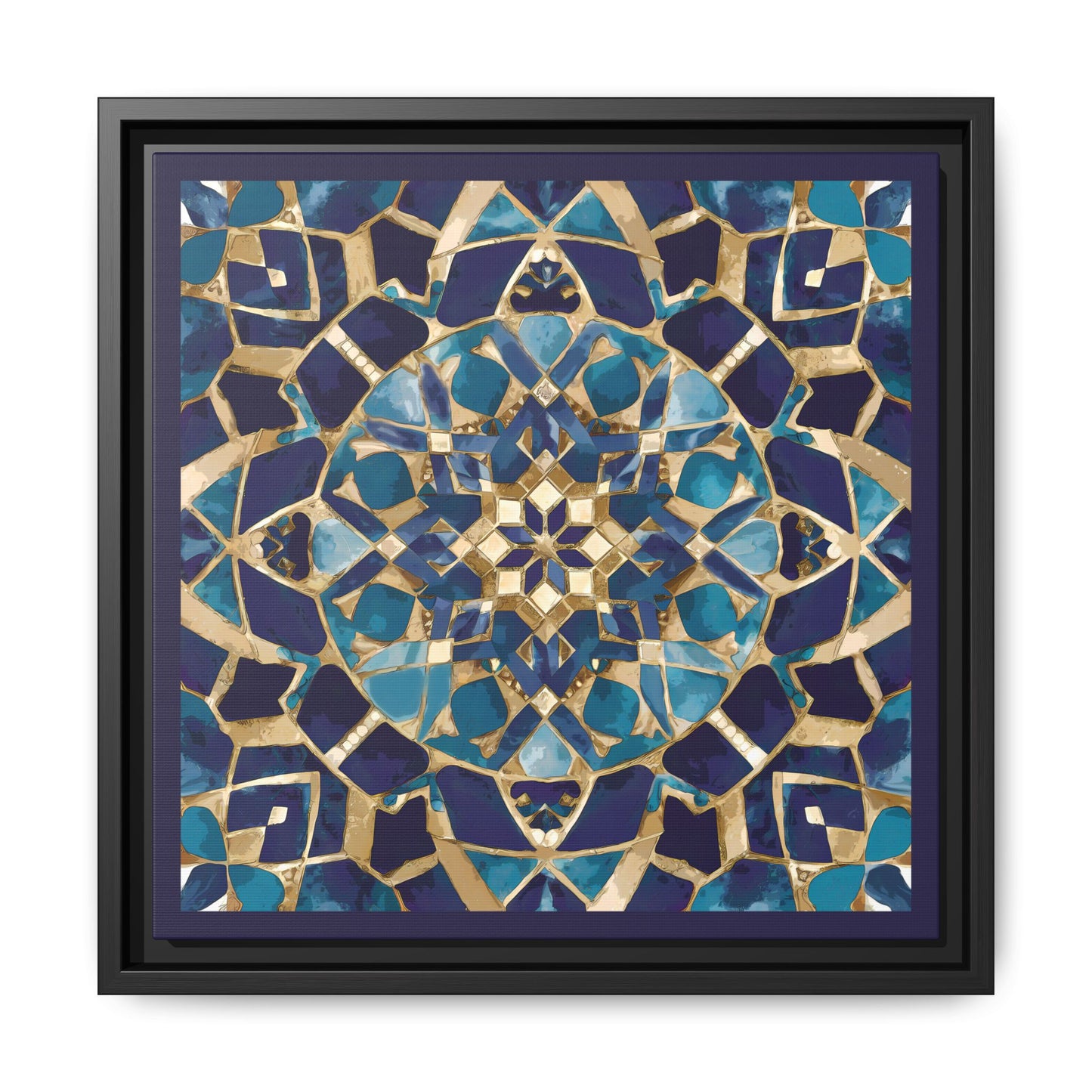 Framed Blue Moroccan Mosaic Wall Art — Matte Canvas Print