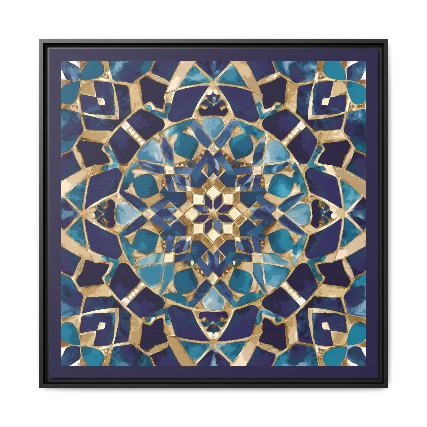 Framed Blue Moroccan Mosaic Wall Art — Matte Canvas Print