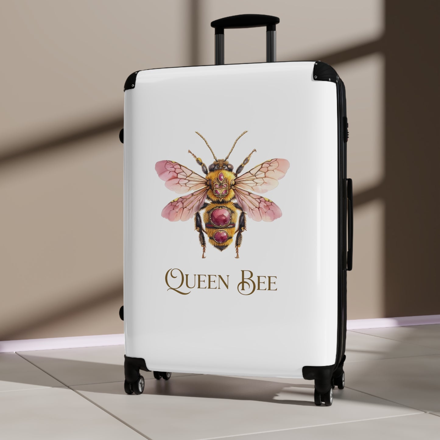 Queen Bee watercolor bee suitcase | luggage with floral bee artwork