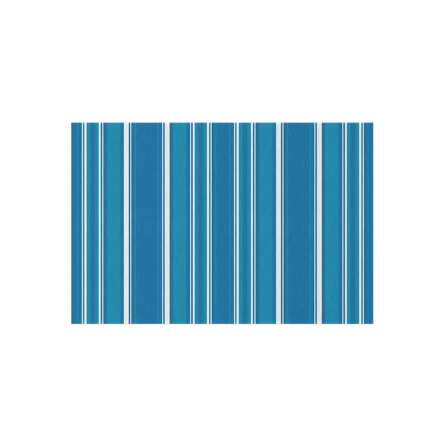 Blue Stripe Outdoor/Indoor Rug | Patio Mat, Coastal Striped Porch Rug