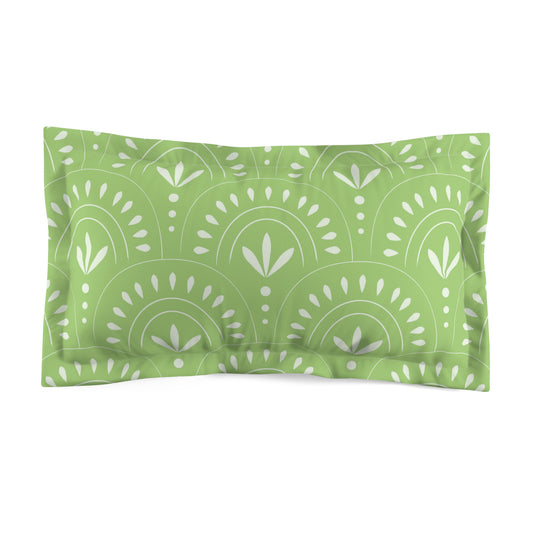 Green Boho Arch Pattern Microfiber Pillow Sham | Decorative Pillowcase