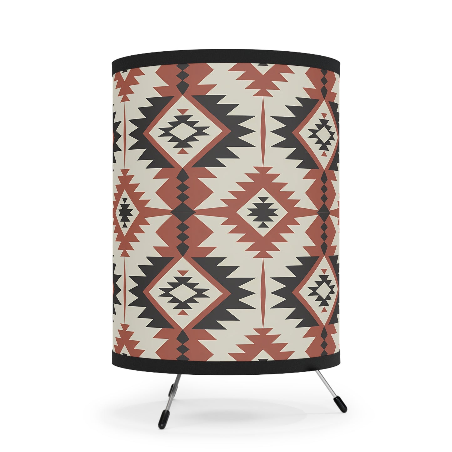 Boho Tripod Lamp | Southwest Pattern Light Shade, Home Decor, Living Room Lighting, Tribal Design, Bedroom Accent - LOLA VEGAS ART