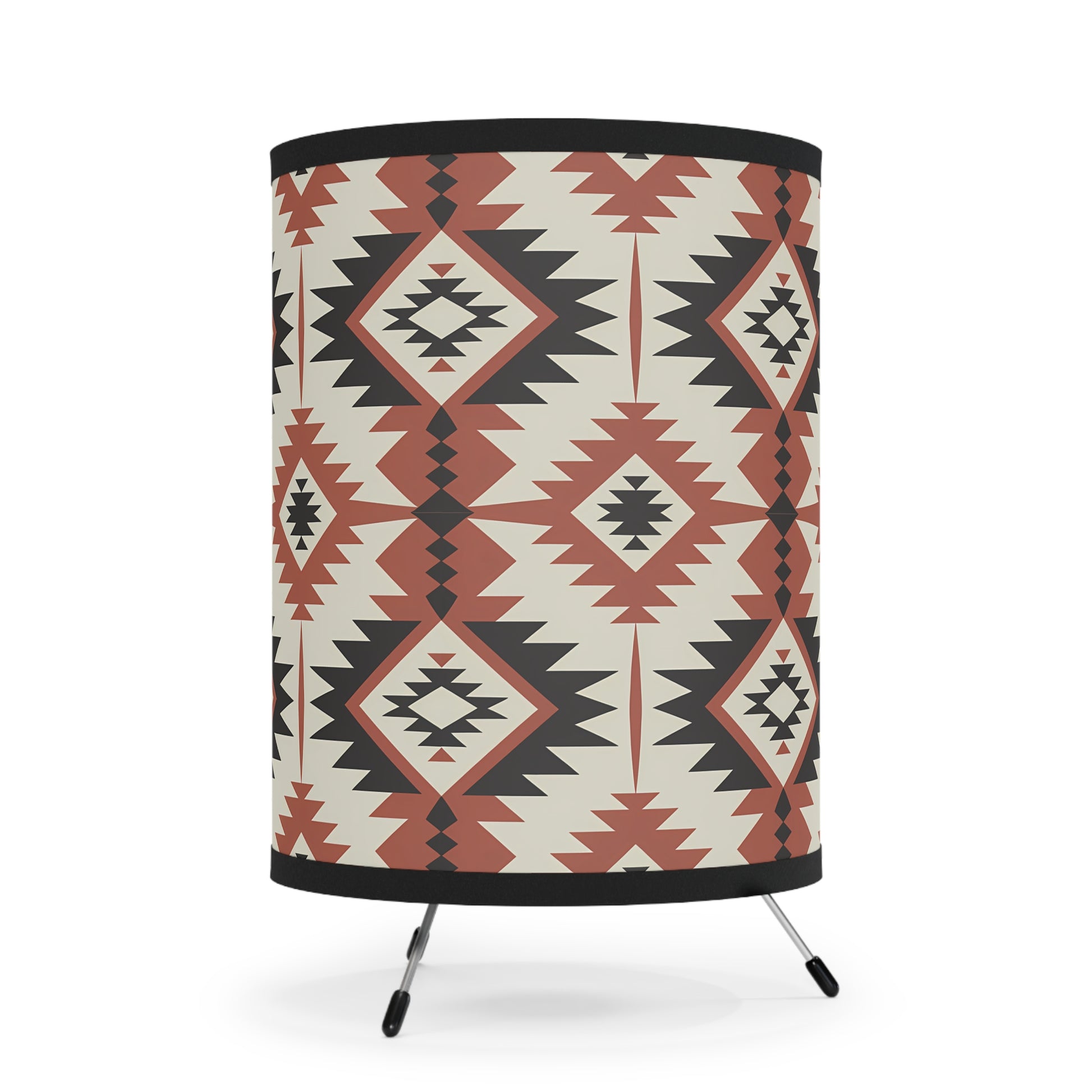 Boho Tripod Lamp | Southwest Pattern Light Shade, Home Decor, Living Room Lighting, Tribal Design, Bedroom Accent - LOLA VEGAS ART